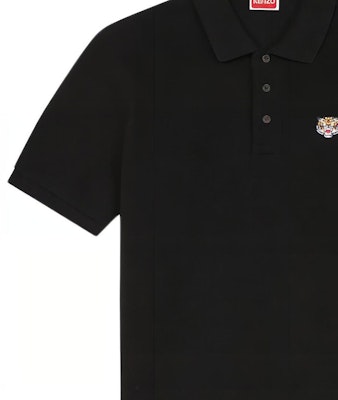 KENZO SS24 Slim Fit Black Polo Shirt with Logo Tiger Embroidery. FE55PO5404PU-99J 1