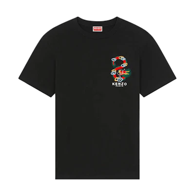 KENZO SS24 Slim Fit Dragon Logo Embroidered Crewneck T-Shirt - Year of Dragon FE55TS1504SG-99J