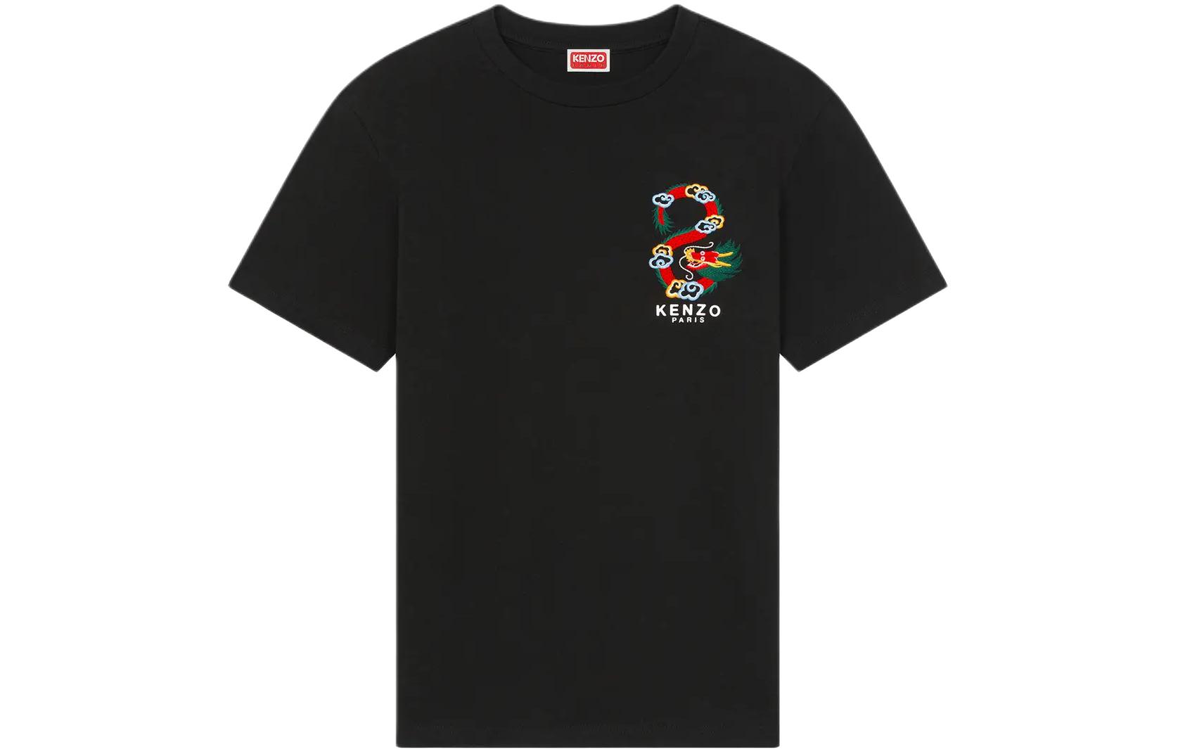 Order KENZO SS24 Kaos Crewneck Slim Fit Logo Naga Bordir - Tahun Naga FE55TS1504SG-99J