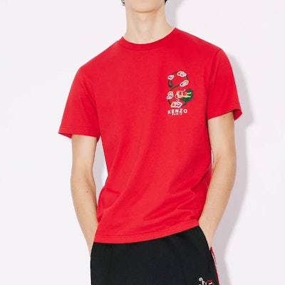 KENZO SS24 Kaos Crewneck Slim Fit Logo Naga Bordir - Tahun Naga FE55TS1504SG-99J 1