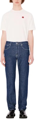 KENZO SS24 Slim Fit Mid-Rise Indigo Denim Jeans with Zipper Closure. FE65DP1016S1-DM Shop KENZO SS24 Slim Fit Mid-Rise Indigo Denim Jeans with Zipper Closure. FE65DP1016S1-DM