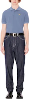Shop KENZO SS24 Slim Fit Polo Shirt with Logo Tiger Embroidery - Blue. FE55PO5404PU-67