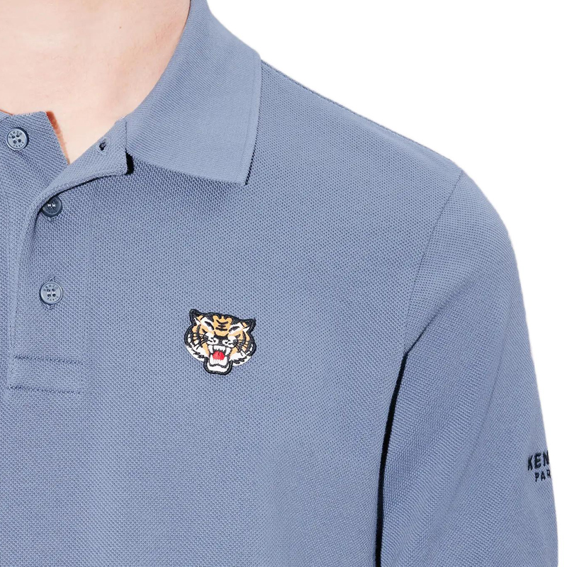 Sizing KENZO SS24  Slim Fit Polo Shirt with Logo Tiger Embroidery - Blue. FE55PO5404PU-67