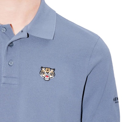 KENZO SS24 Slim Fit Polo Shirt with Logo Tiger Embroidery - Blue. FE55PO5404PU-67 Sizing KENZO SS24 Slim Fit Polo Shirt with Logo Tiger Embroidery - Blue. FE55PO5404PU-67