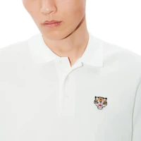 Sizing KENZO SS24 Slim Fit Polo Shirt with Tiger Logo Embroidery Grey White. FE55PO5404PU-02