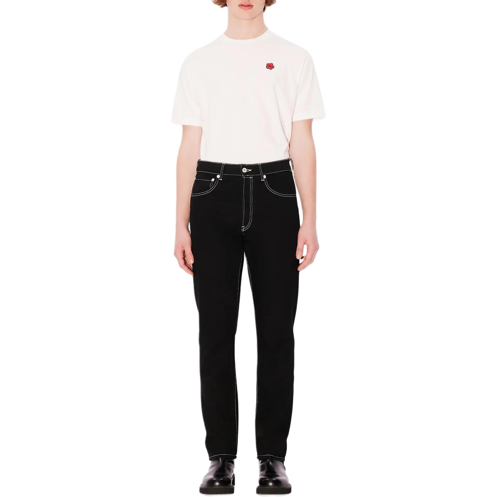 Shop KENZO SS24  Slim Straight Black Casual Pants FE65DP1016C1-BM