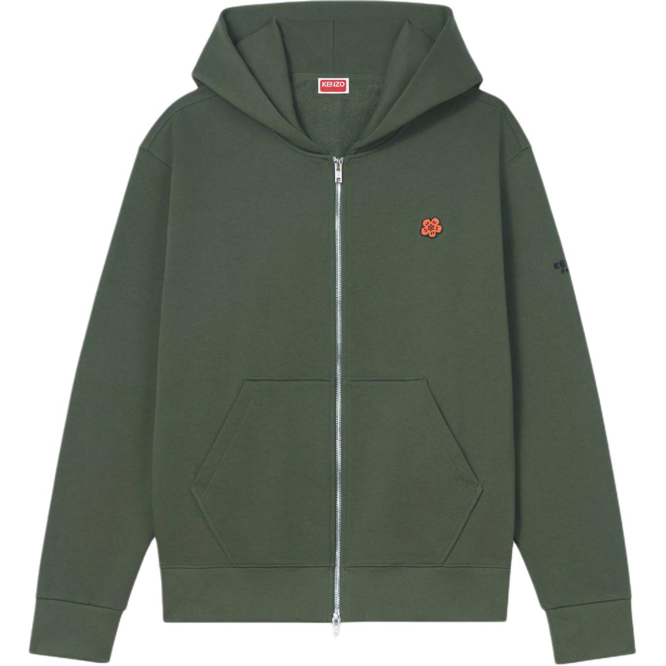 Buy KENZO SS24 标志刺绣连帽拉链衫 深卡其色 FE65SW2254MF-51