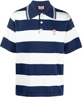 KENZO SS24 Striped Logo Print Short Sleeve Polo Shirt - Blue. FD55PU3713CN-77 KENZO SS24 Striped Logo Print Short Sleeve Polo Shirt - Blue. FD55PU3713CN-77
