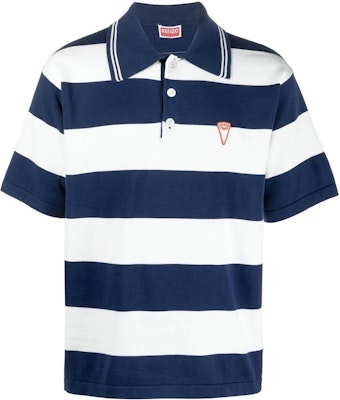 겐조 SS24 스트라이프 로고 프린트 반팔 폴로 셔츠 - 블루. FD55PU3713CN-77 Order 겐조 SS24 스트라이프 로고 프린트 반팔 폴로 셔츠 - 블루. FD55PU3713CN-77