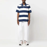 Lookbook KENZO SS24 Striped Logo Print Short Sleeve Polo Shirt - Blue. FD55PU3713CN-77