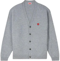 KENZO SS24 V-Neck Embroidered Logo Cardigan Grey FE65CA4853LC-96 KENZO SS24 V-Neck Embroidered Logo Cardigan Grey FE65CA4853LC-96
