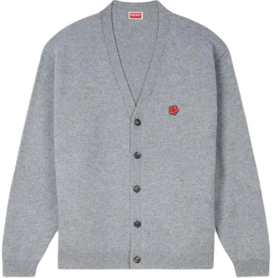 KENZO SS24 Kardigan Kelabu V-Leher Logo Sulaman FE65CA4853LC-96 Buy KENZO SS24 Kardigan Kelabu V-Leher Logo Sulaman FE65CA4853LC-96
