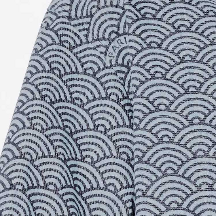 Sizing KENZO SS24 Baju Denim Lengan Pendek Cetakan Ombak Biru. FE55DC1016L1-DM