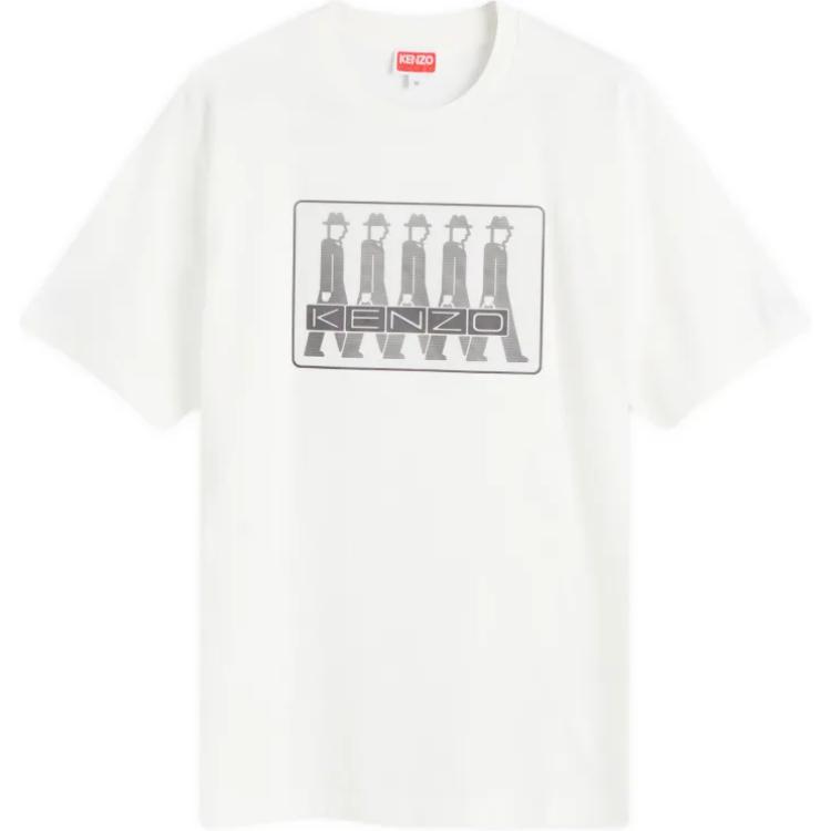 KENZO SS24  White Crewneck T-Shirt with Letter Logo Print. FE65TS2904SG-02