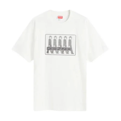 KENZO SS24 White Crewneck T-Shirt with Letter Logo Print. FE65TS2904SG-02