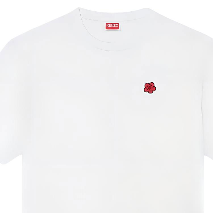 Cheap 겐조 SS24 화이트 플로랄 자수 크루넥 티셔츠. FE65TS4744SG-02