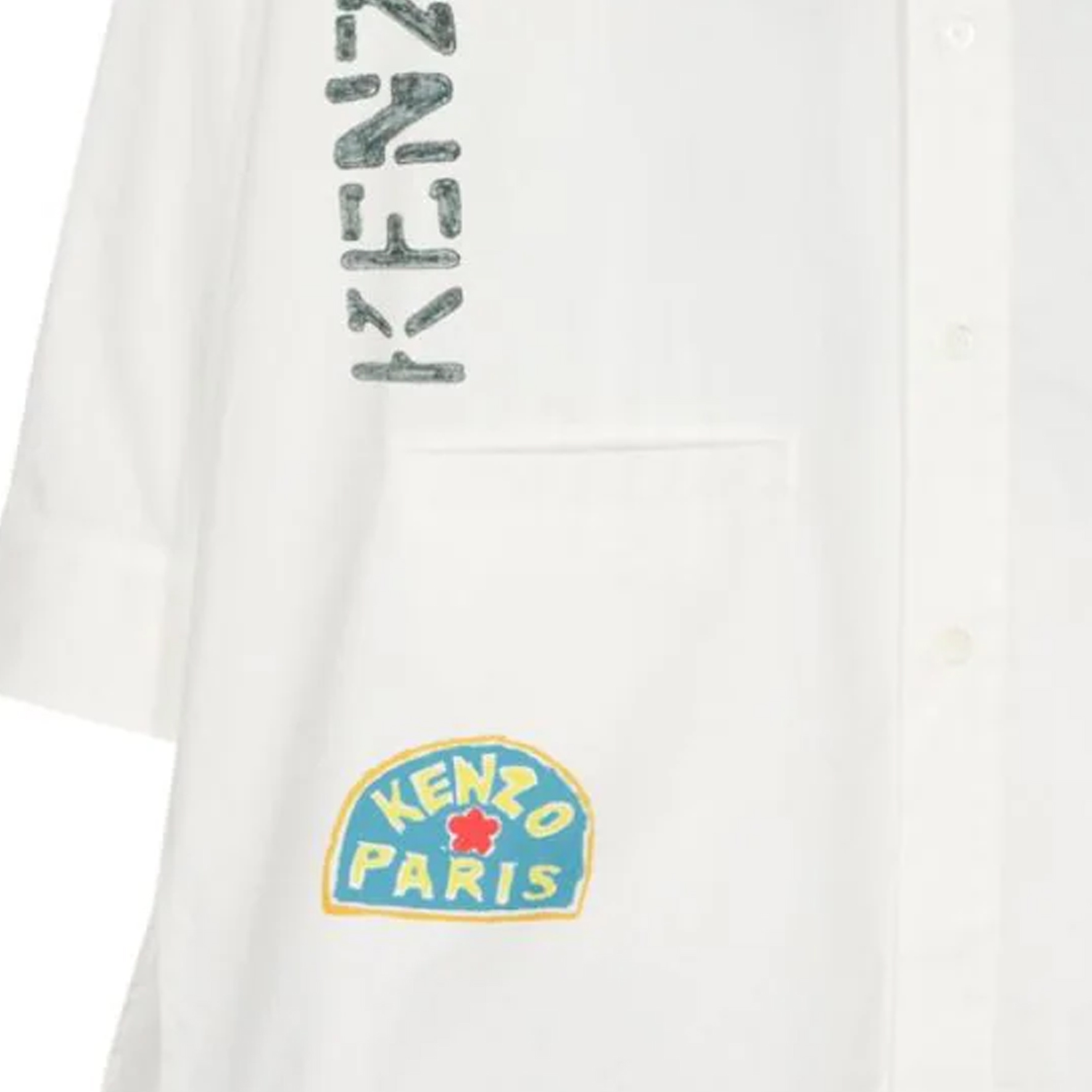 Cheap KENZO SS24 白色長袖襯衫搭配虎頭標誌印花. FE55CH5239P9-MU