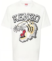 KENZO SS24 White Loose Fit Tee with Embroidered Tiger Letter Print. FE55TS1874SG-02 KENZO SS24 White Loose Fit Tee with Embroidered Tiger Letter Print. FE55TS1874SG-02