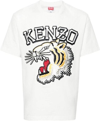 KENZO SS24 白色寬鬆版虎頭刺繡字母印花短袖T恤. FE55TS1874SG-02 Order KENZO SS24 白色寬鬆版虎頭刺繡字母印花短袖T恤. FE55TS1874SG-02