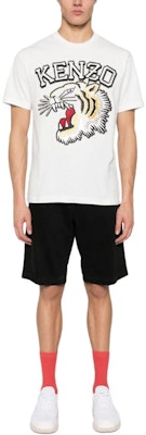 KENZO SS24 白色寬鬆版虎頭刺繡字母印花短袖T恤. FE55TS1874SG-02 Lookbook KENZO SS24 白色寬鬆版虎頭刺繡字母印花短袖T恤. FE55TS1874SG-02