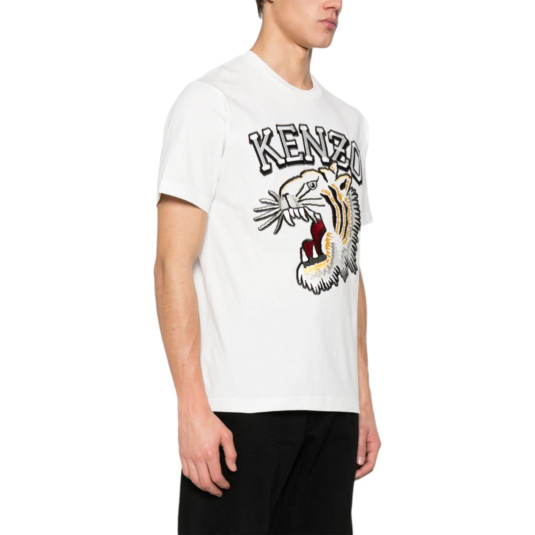 Purchase KENZO SS24 白色寬鬆版虎頭刺繡字母印花短袖T恤. FE55TS1874SG-02