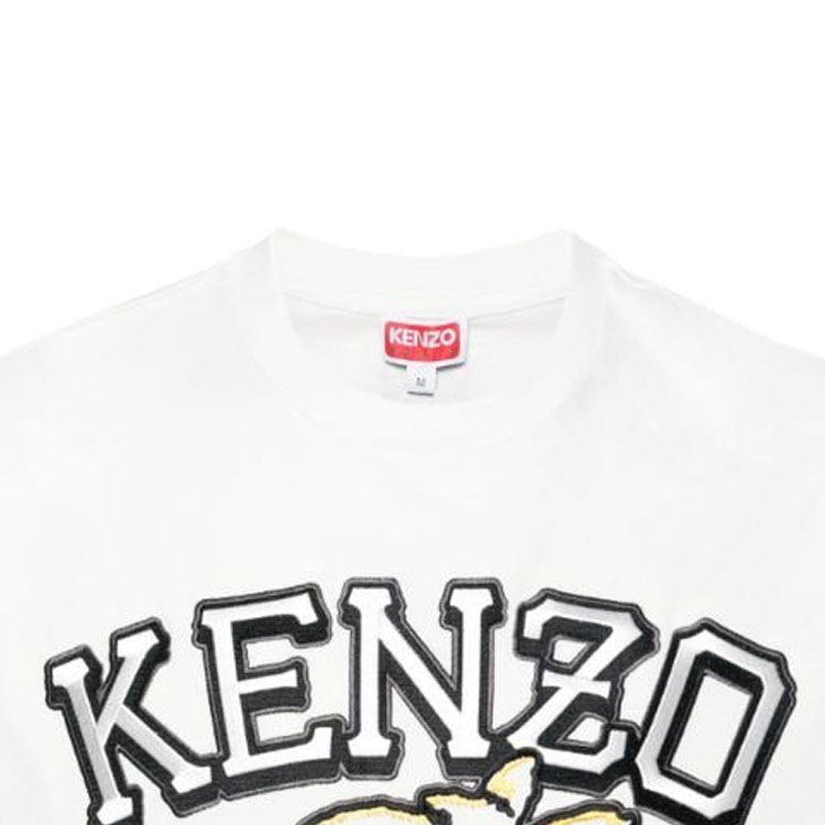 Details for KENZO SS24 白色寬鬆版虎頭刺繡字母印花短袖T恤. FE55TS1874SG-02