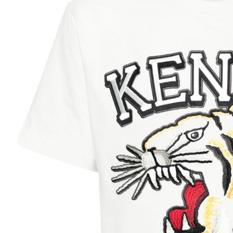 Sizing KENZO SS24 白色寬鬆版虎頭刺繡字母印花短袖T恤. FE55TS1874SG-02