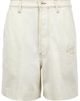 KENZO SS24 White Straight-Leg Denim Shorts with Letter Embroidery. FE55DS3376W4-WT KENZO SS24 White Straight-Leg Denim Shorts with Letter Embroidery. FE55DS3376W4-WT