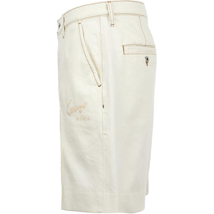 Shop KENZO SS24  White Straight-Leg Denim Shorts with Letter Embroidery. FE55DS3376W4-WT