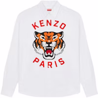 KENZO SS24 White Tiger Letter Print Long Sleeve Shirt FE55CH4209P7-01 KENZO SS24 White Tiger Letter Print Long Sleeve Shirt FE55CH4209P7-01