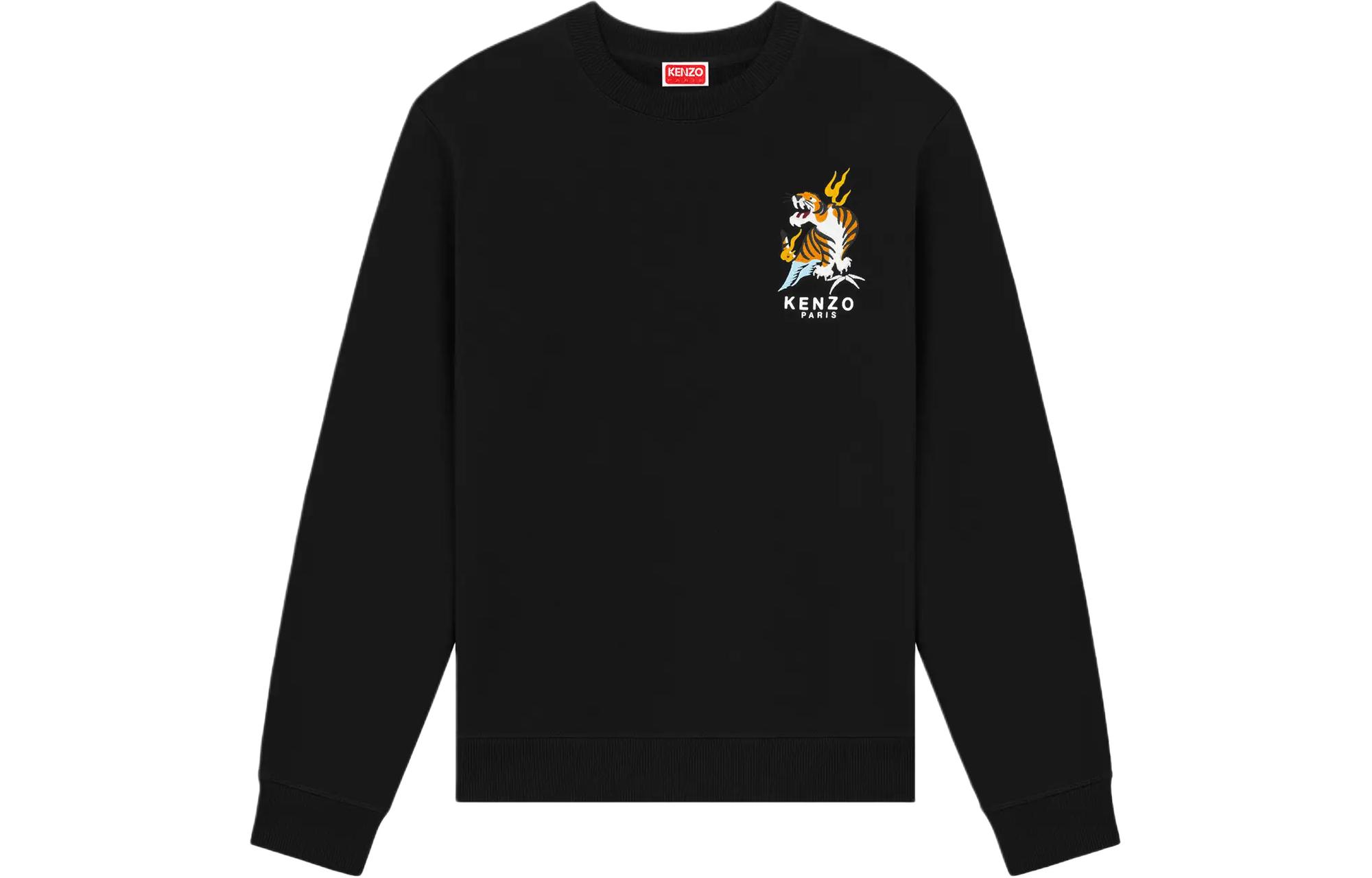 Kenzo SS24 Black Embroidered Letter Crewneck Sweatshirt - Year of the Dragon FE55SW1624MF-99J