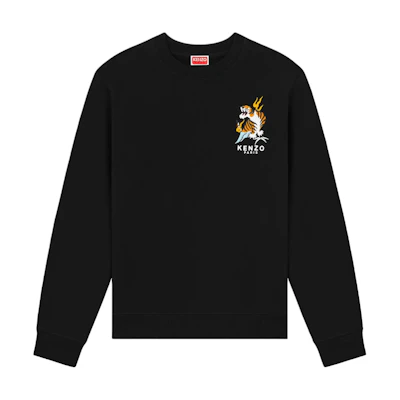 Kenzo SS24 Black Embroidered Letter Crewneck Sweatshirt - Year of the Dragon FE55SW1624MF-99J