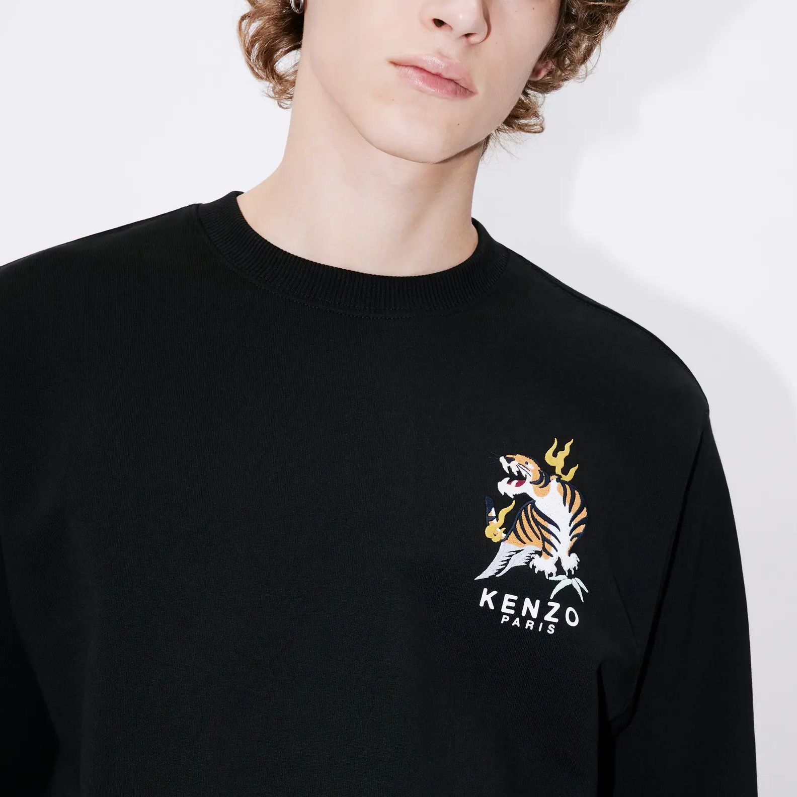 Sizing Kenzo SS24 Black Embroidered Letter Crewneck Sweatshirt - Year of the Dragon FE55SW1624MF-99J