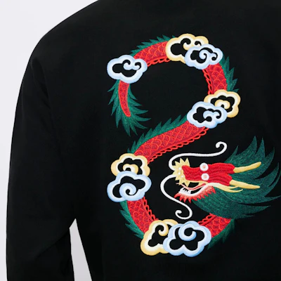 Kenzo SS24 Black Embroidered Letter Crewneck Sweatshirt - Year of the Dragon FE55SW1624MF-99J Cheap Kenzo SS24 Black Embroidered Letter Crewneck Sweatshirt - Year of the Dragon FE55SW1624MF-99J