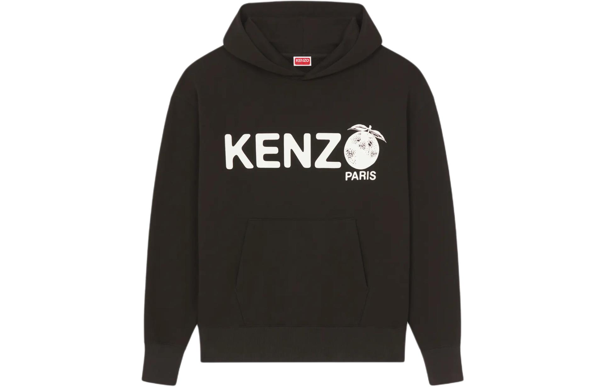 Kenzo SS24 Black Hoodie with Letter Logo Print FE55SW1794MG-99J
