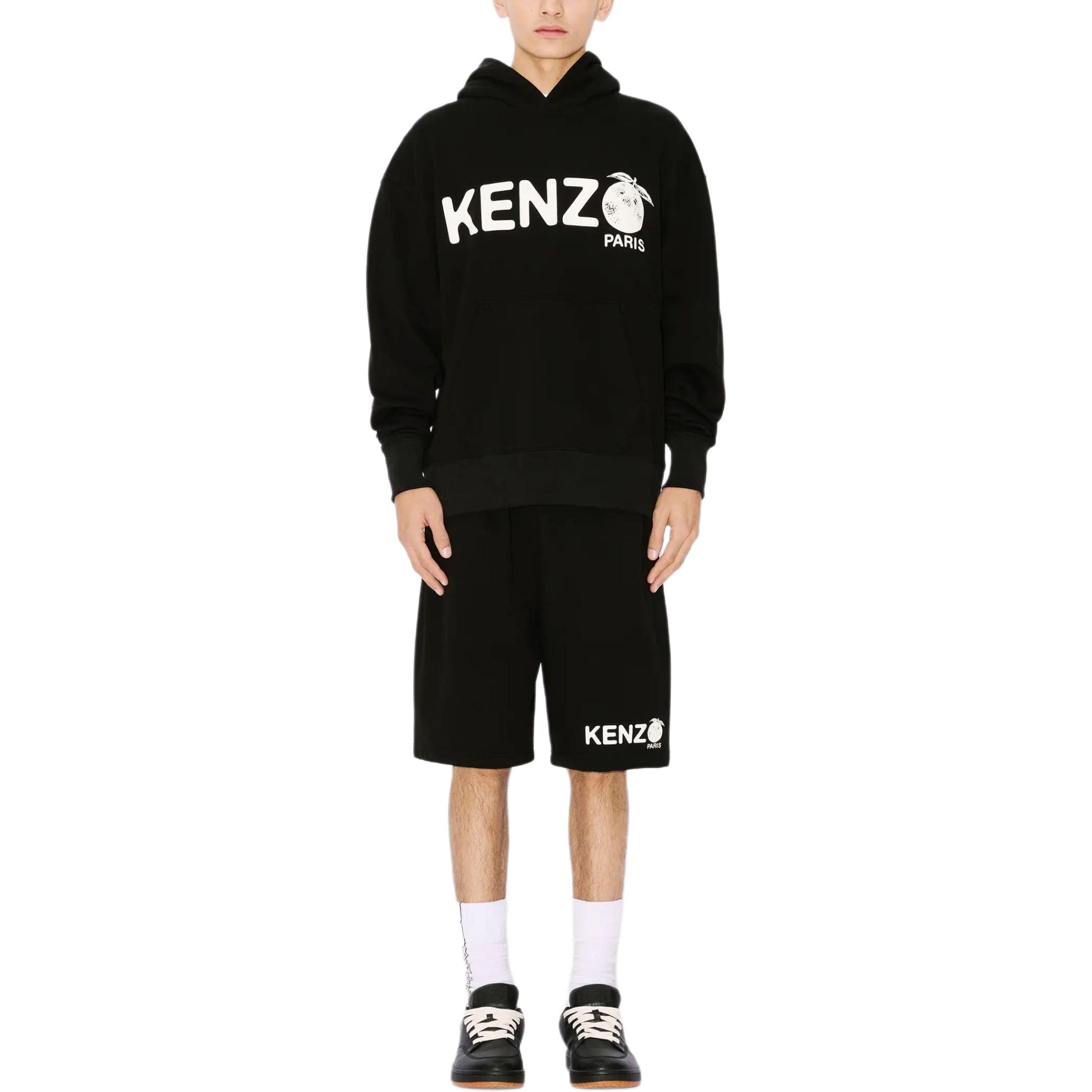 Shop Kenzo SS24 黑色连帽衫字母Logo印花 FE55SW1794MG-99J