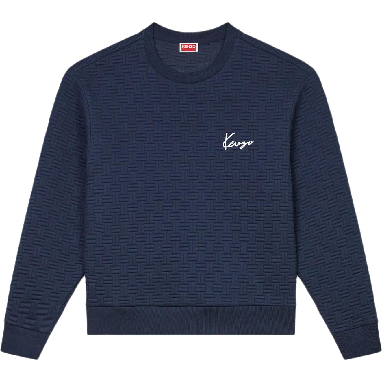 KENZO SS24 Blue Crewneck Sweatshirt with Embroidered Logo FE65SW2154MU-79
