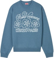 KENZO SS24 Blue Logo Print Crewneck Pullover Sweater Unisex Long Sleeve FE68PU4903CY-67 KENZO SS24 Blue Logo Print Crewneck Pullover Sweater Unisex Long Sleeve FE68PU4903CY-67