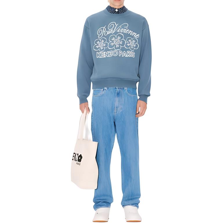 Purchase KENZO SS24 Sweater Unisex Lengan Panjang Biru Logo Print Crewneck FE68PU4903CY-67