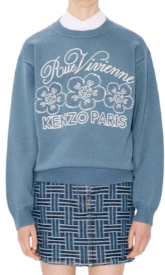 KENZO SS24 Sweater Unisex Lengan Panjang Biru Logo Print Crewneck FE68PU4903CY-67 Details for KENZO SS24 Sweater Unisex Lengan Panjang Biru Logo Print Crewneck FE68PU4903CY-67