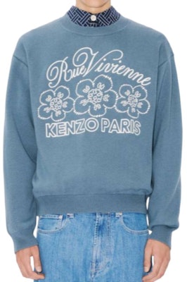 KENZO SS24 Sweater Unisex Lengan Panjang Biru Logo Print Crewneck FE68PU4903CY-67 Sizing KENZO SS24 Sweater Unisex Lengan Panjang Biru Logo Print Crewneck FE68PU4903CY-67