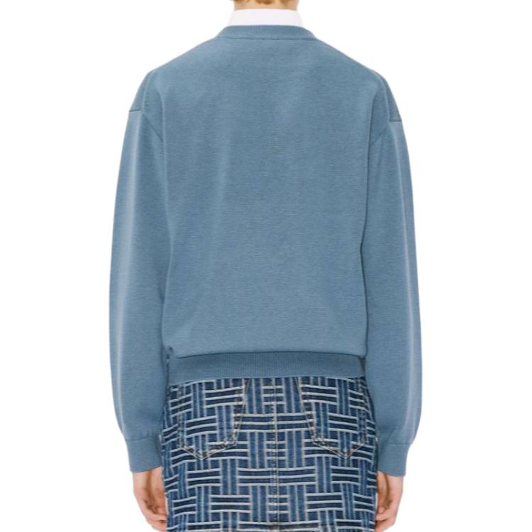 Cheap KENZO SS24 Sweater Unisex Lengan Panjang Biru Logo Print Crewneck FE68PU4903CY-67