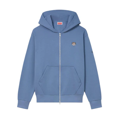 KENZO SS24 Blue Zip-Up Hoodie with Tiger Embroidery FE55SW1964MF-67