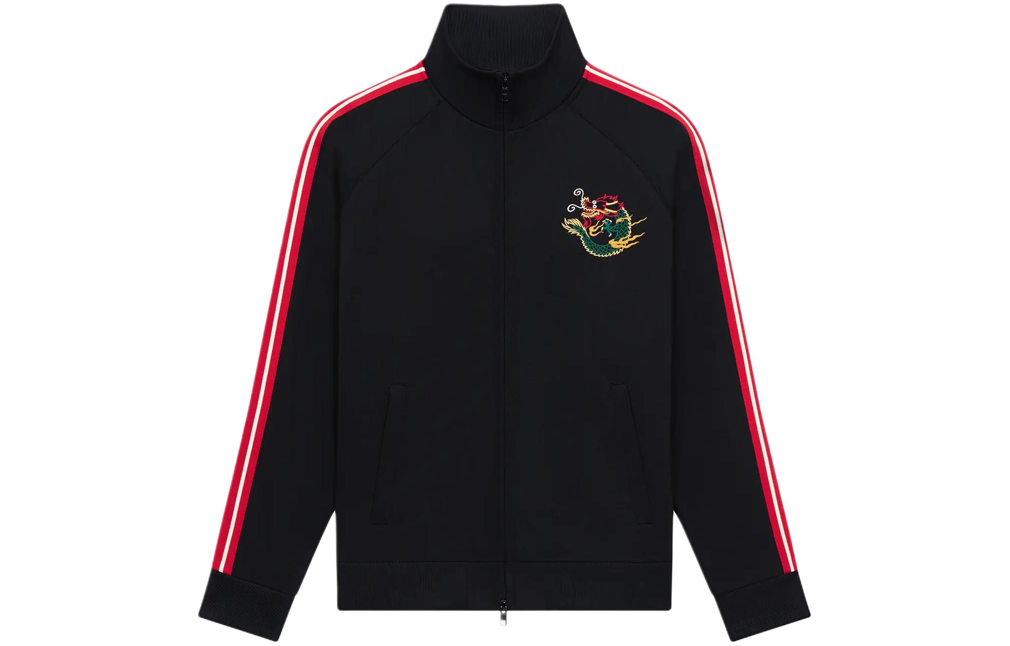 KENZO SS24 Dragon Year Embroidered Letter High-Neck Black Jacket () FE55SW1644MZ-99J
