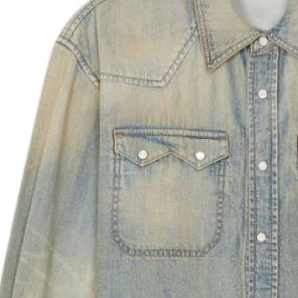 Purchase KENZO SS24 Baju Denim Lengan Panjang Logo Pudar Lelaki Biru FE55DC4136E8-DY