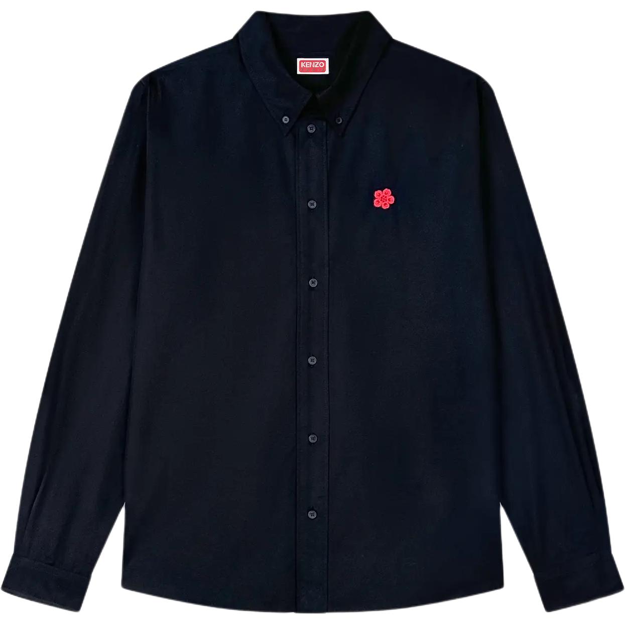 KENZO SS24 Floral Embroidered Long Sleeve Shirt Black  Shirt. FE65CH4109LI-99