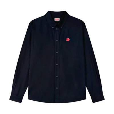 KENZO SS24 Floral Embroidered Long Sleeve Shirt Black Shirt. FE65CH4109LI-99