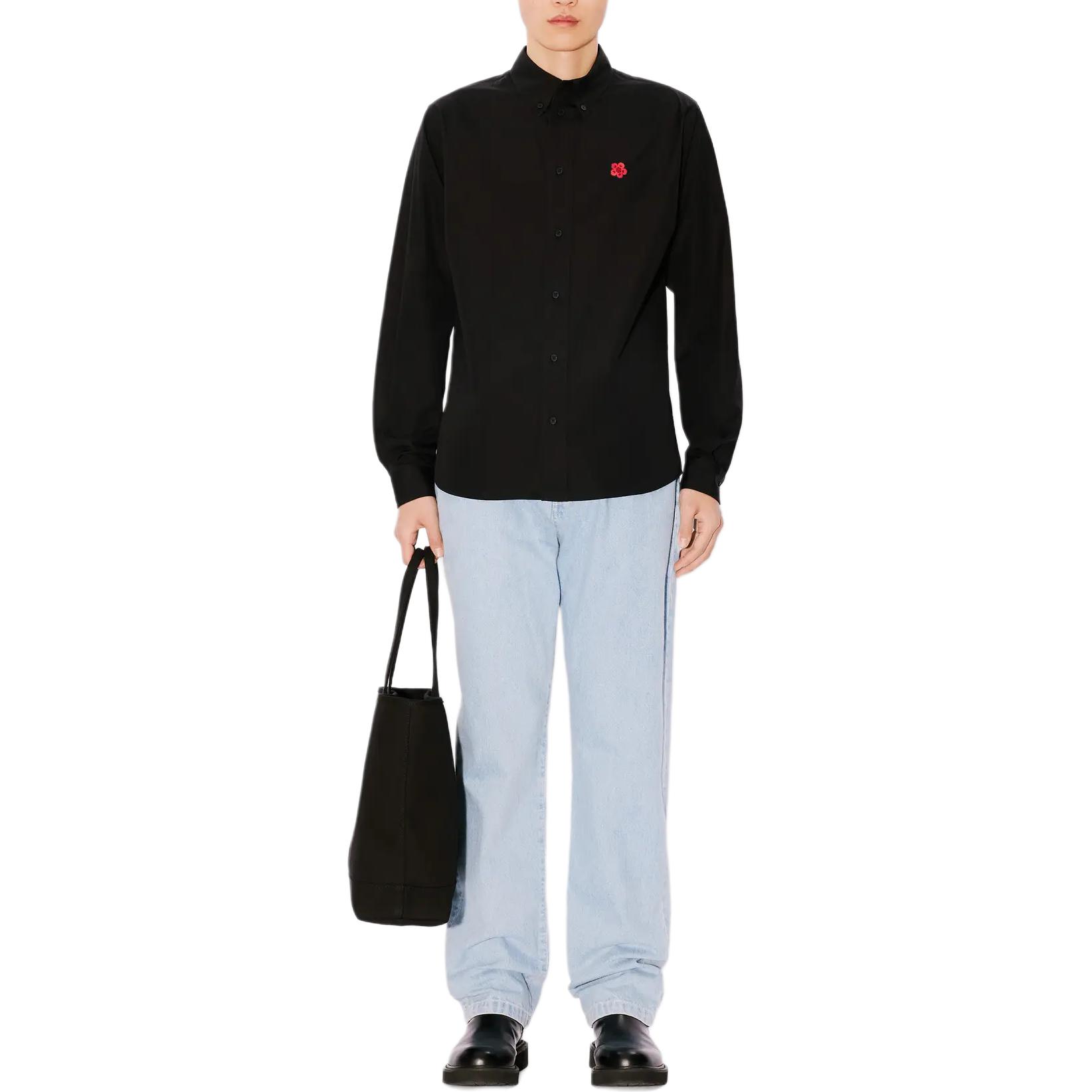 Shop ケンゾー SS24 フローラル刺繍 長袖シャツ ブラック メンズシャツ. FE65CH4109LI-99