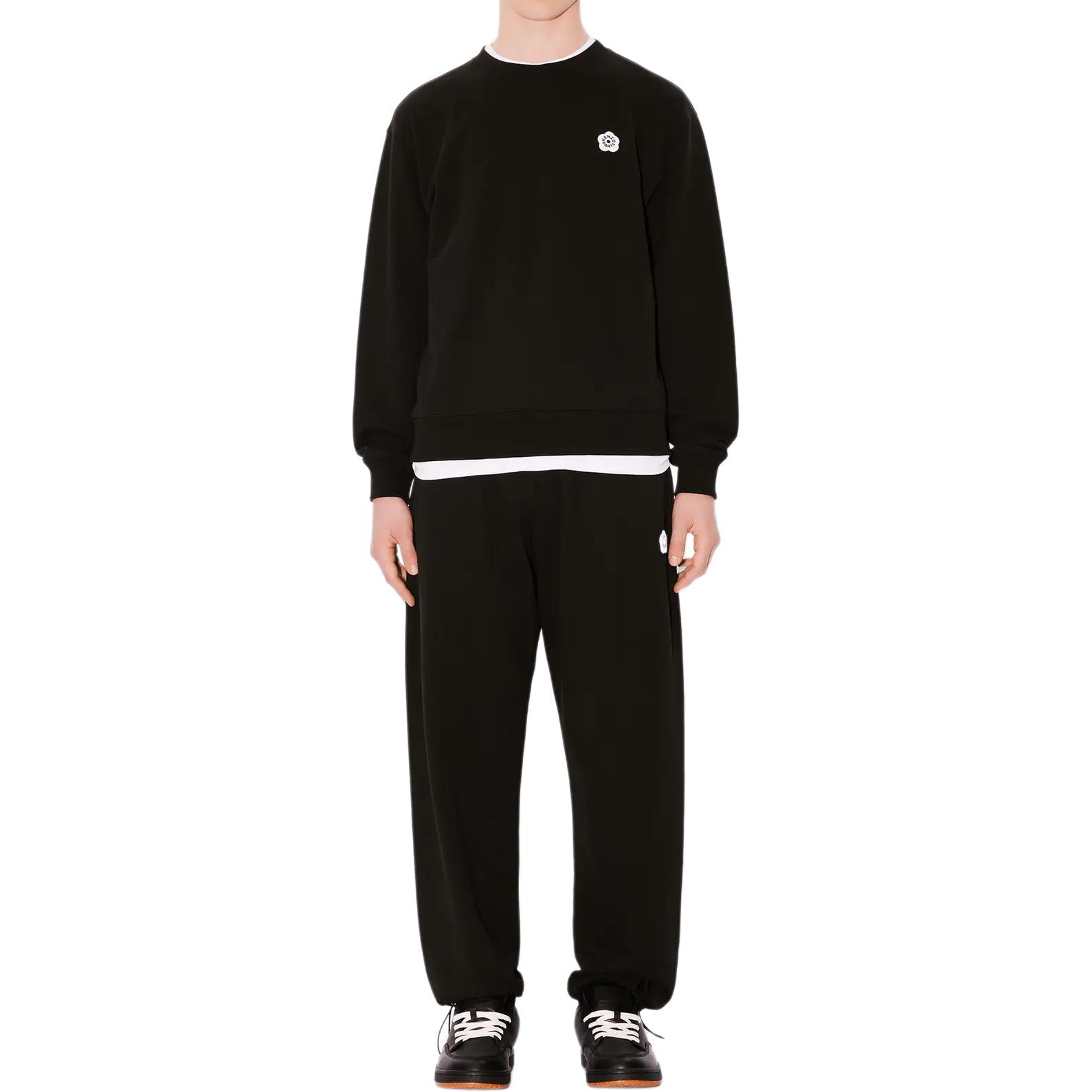 Shop KENZO SS24 Floral Logo Crewneck Pullover Sweatshirt Black FE65SW2204MG-99J