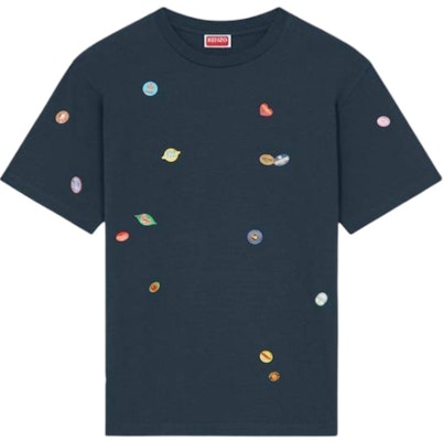 KENZO SS24 Graphic Print Midnight Blue Crewneck Tee Short Sleeve FE55TS2784SG-77 Buy KENZO SS24 Graphic Print Midnight Blue Crewneck Tee Short Sleeve FE55TS2784SG-77